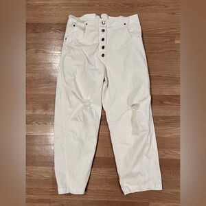 Rachel Coney Wilkes White Button-Fly denim Pants size 8